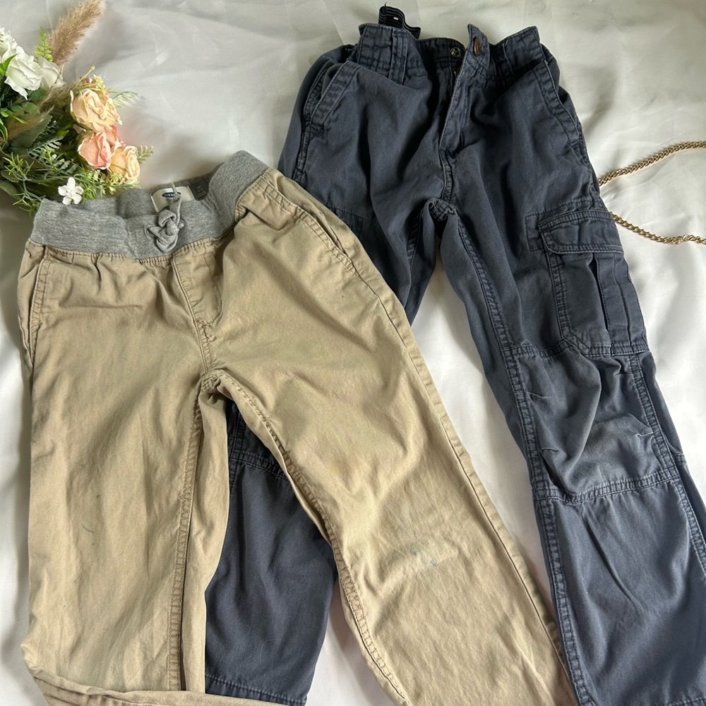 2 pc bundle Casual Tan and Gray Cargo Pants Set 6-7
